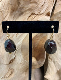 Barse Genuine Bronze & Purple Garnet Cubed Earrings