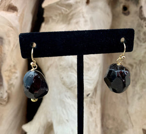 Barse Genuine Bronze & Purple Garnet Cubed Earrings