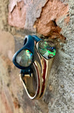 Robert Lee Morris Soho Gold & Patina Abalone Stone Hinged Cuff Bracelet