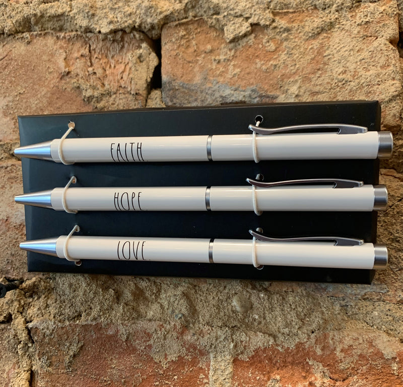 Rae Dunn Faith, Hope, Love Set of 3 Ballpoint Pen Set