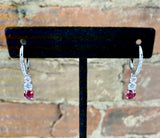 Swarovski Ruby Red & Silver Tone Crystal Drop Earrings