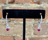 Swarovski Ruby Red & Silver Tone Crystal Drop Earrings