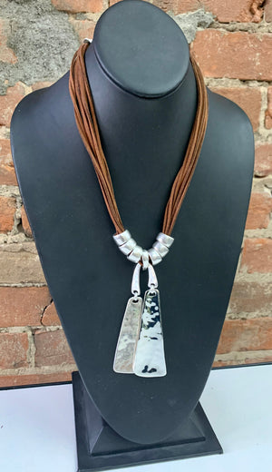 Robert Lee Morris Soho Silver Plated Finish Double Paddle Pendant Necklace